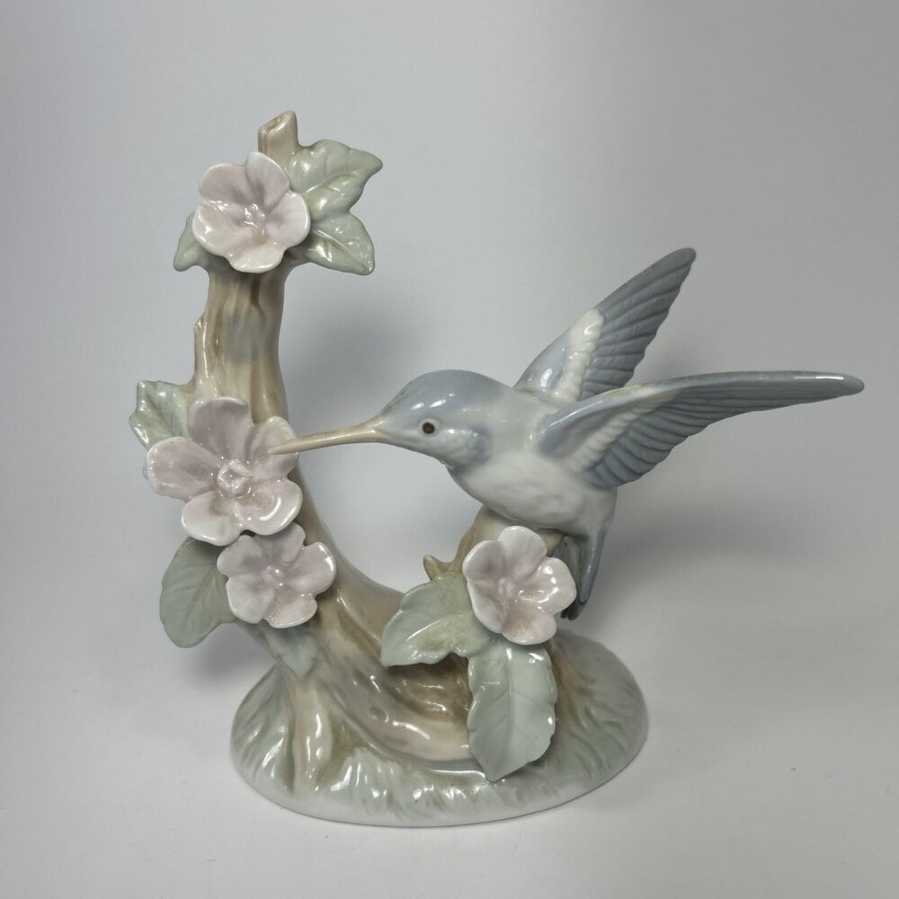 Hand Crafted Otagiri Original Figurine Hummingbird Figurine W/Flowers